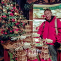 Checking the Christmas pyramid prices (2191 besök) Some of the Christmas pyramids are seriously expensive as can be seen from Tony's shocked look. Checking the Christmas pyramid prices